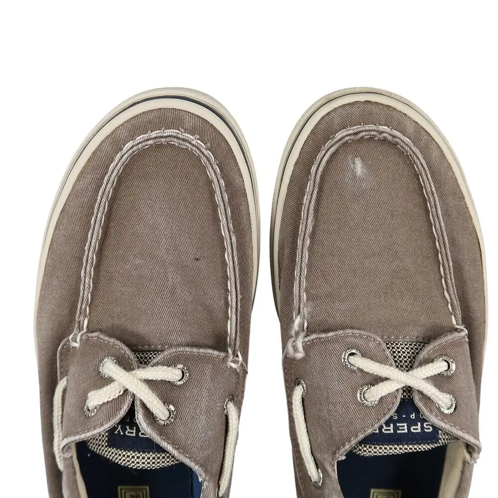 Sperry Boat Shoes Mens 9.5 Halyard 2 Eye Sneakers Canvas Moc Casual Round Toe